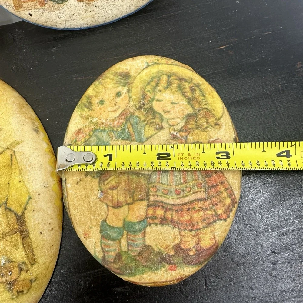 Lot Of 4 Holly Hobbie 1970s Vintage Wall Decor Decoupage Plaque Chalkware Small